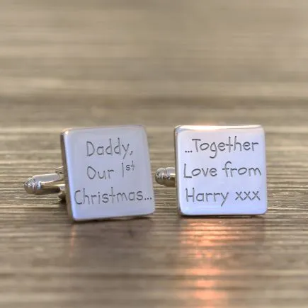 Daddy Our 1st Christmas Cufflinks - Silver Finish