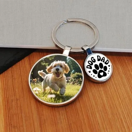Dog Dad Charm Photo Upload Key Ring