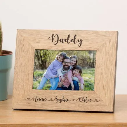Daddy and Childrens Names Wood Picture Frame (6