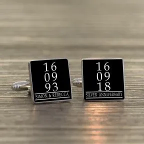 Special Dates & Message Cufflinks - Silver Finish