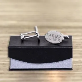 Wedding Party, Name & Date Cufflinks - Silver Finish