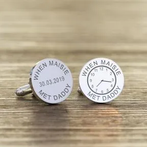 When met Daddy / Special Time Cufflinks - Silver Finish