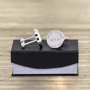 Father of the Bride or Groom Thank You Dad Cufflinks - Silver Finish