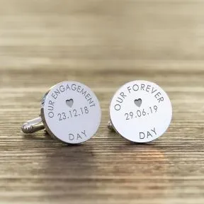 Our Forever Day Wedding Cufflinks - Silver Finish