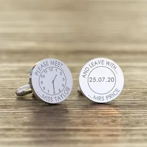 Meet Miss . . . Leave with Mrs . . . Cufflinks - Silver Finish