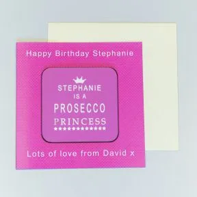 Prosecco Princess Coaster Card