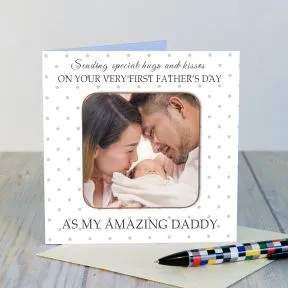 1st Fathers Day Photo Upload Coaster Card
