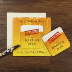 Reserved Beer Coaster Card