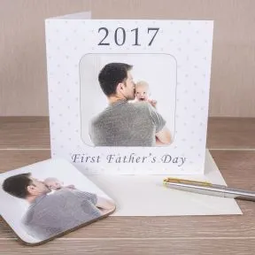 First Fathers Day Photo Upload Coaster Card