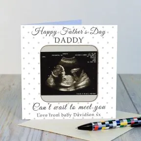Happy Fathers Day Baby Scan Coaster Card
