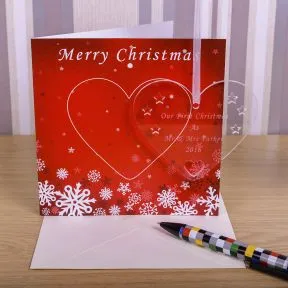 1st Christmas Card with Heart Decoration