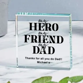 My Hero My Friend My Dad Glass Token