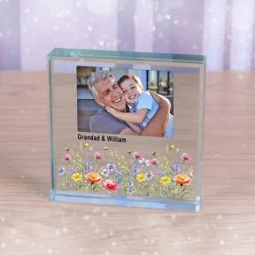 Floral Designed Photo Upload  and Message Glass Token