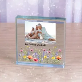 Floral Designed Photo Upload  and Message Glass Token