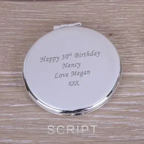Personalised Compact Mirror - Silver Plated