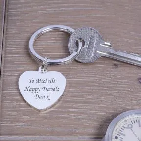 Personalised Heart Key Ring - Silver Plated