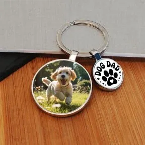 Dog Dad Charm Photo Upload Key Ring