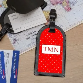 Coloured Initials Luggage Tag - Faux Leather