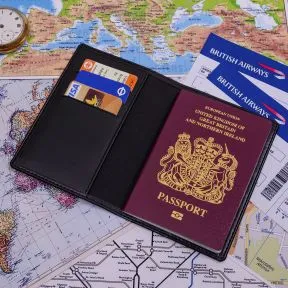 Script Initial Passport - Faux Leather