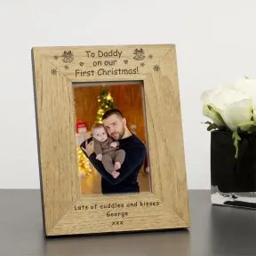 To Daddy On Our First Christmas! Wood Picture Frame (6