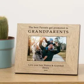 The Best Parents get Promoted to Grandparents Wood Picture Frame (6