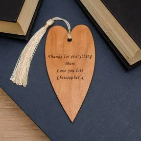 Personalised Heart Bookmark - Cherrywood